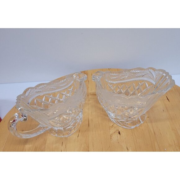 Gorham Sleigh Sugar & Cream Set Lead Crystal C701 Germany Christmas Winter - Picture 2 of 8